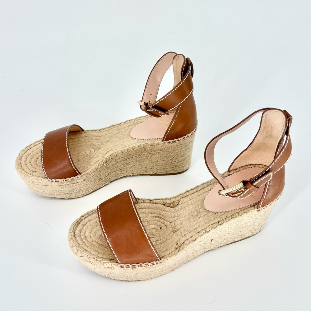 J CREW Leather Platform Wedge Espadrilles in Burnished Pecan - Picture 6 of 15